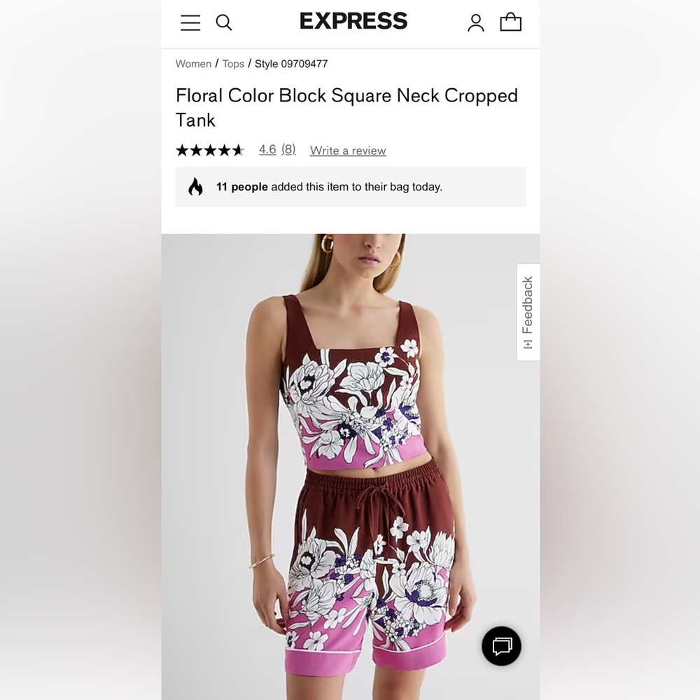 Express NWT!! size large color block square neck tank